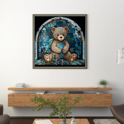 Glass Painting-Little Bear - 14CT Stamped Cross Stitch 50*50CM