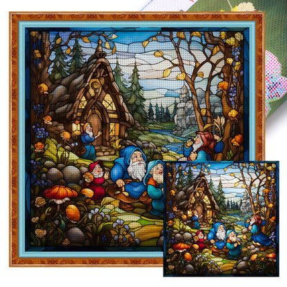 Glass Painting - Dwarf - 14CT Stamped Cross Stitch 50*50CM