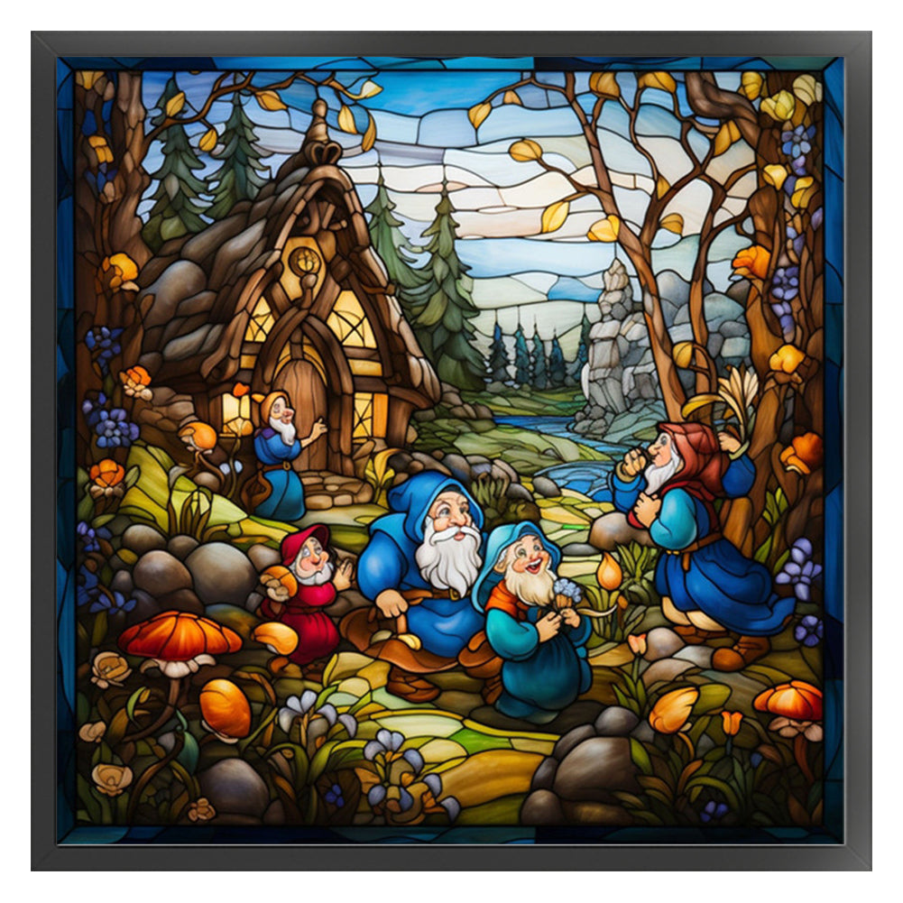 Glass Painting - Dwarf - 14CT Stamped Cross Stitch 50*50CM