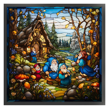 Glass Painting - Dwarf - 14CT Stamped Cross Stitch 50*50CM