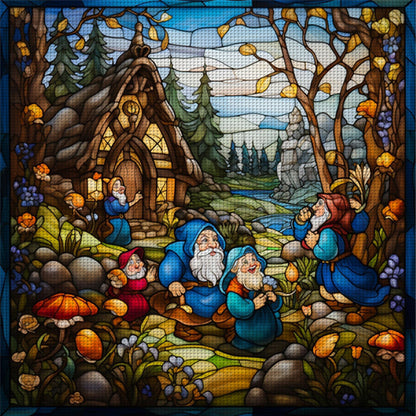 Glass Painting - Dwarf - 14CT Stamped Cross Stitch 50*50CM