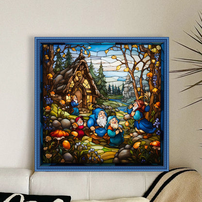 Glass Painting - Dwarf - 14CT Stamped Cross Stitch 50*50CM