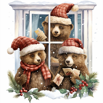 Christmas Bear - 18CT Stamped Cross Stitch 30*30CM