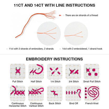 Embroidery Kit Stamped Embroidery Bag with Needle/Instruction/Threads 40x40cm