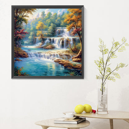 Forest Waterfall - Full Round Drill Diamond Painting 30*30CM