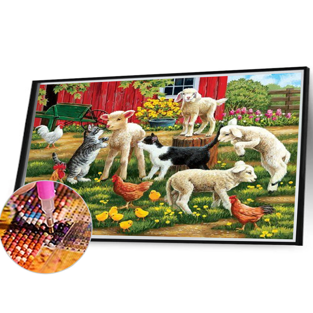 Kittens And Sheep - Full Square Drill Diamond Painting 40*30CM