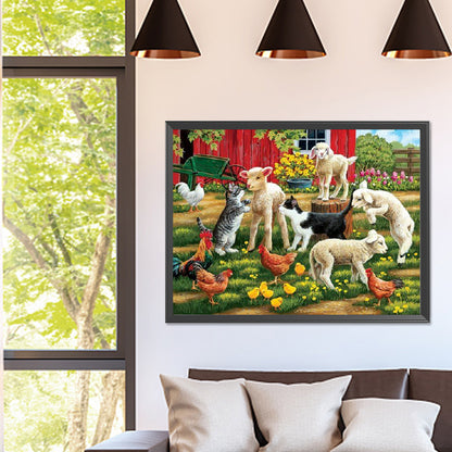 Kittens And Sheep - Full Square Drill Diamond Painting 40*30CM