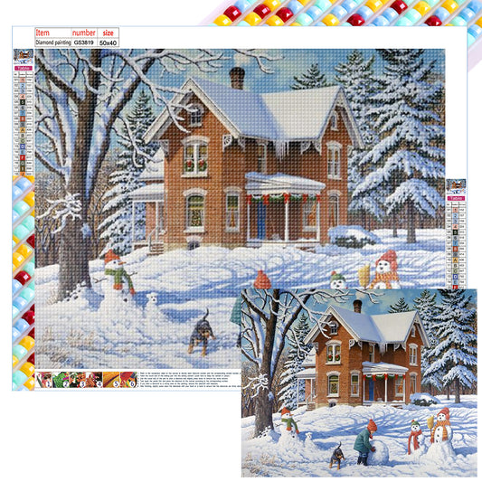 Christmas Snow Scene - Full Square Drill Diamond Painting 50*40CM