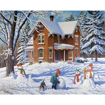 Christmas Snow Scene - Full Square Drill Diamond Painting 50*40CM