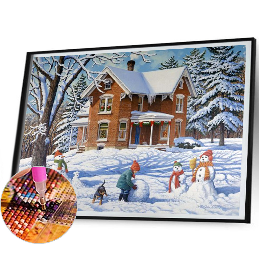 Christmas Snow Scene - Full Square Drill Diamond Painting 50*40CM