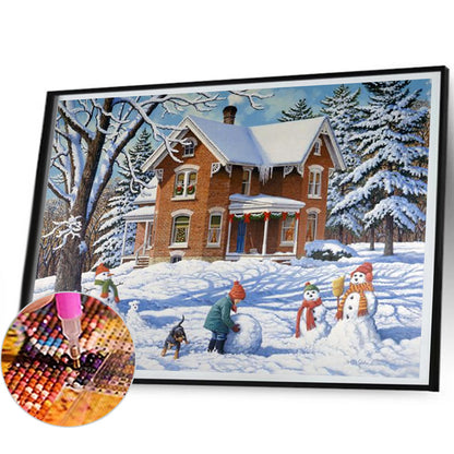 Christmas Snow Scene - Full Square Drill Diamond Painting 50*40CM