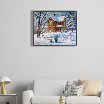 Christmas Snow Scene - Full Square Drill Diamond Painting 50*40CM