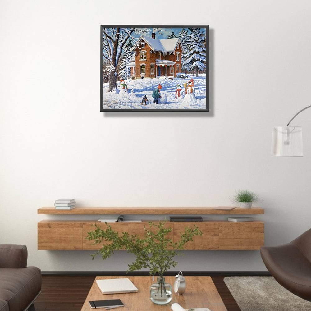 Christmas Snow Scene - Full Square Drill Diamond Painting 50*40CM