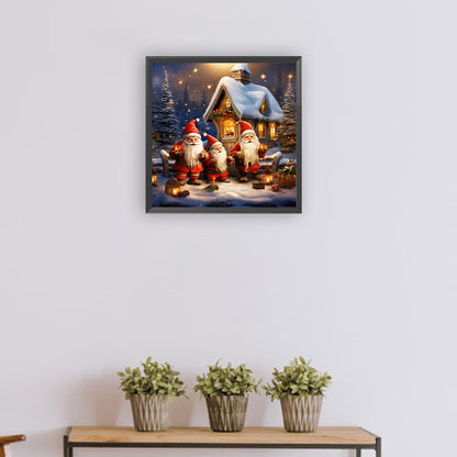 Three Santa Clauses Next To The Igloo - Full Round Drill Diamond Painting 30*30CM