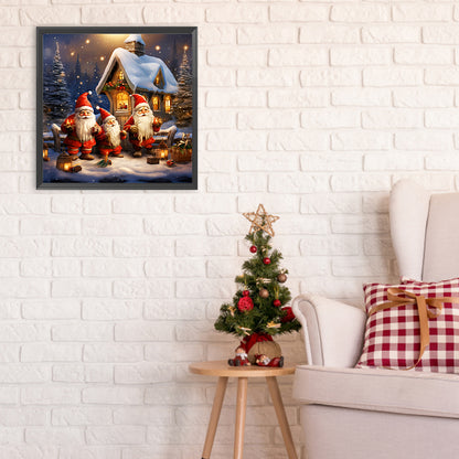 Three Santa Clauses Next To The Igloo - Full Round Drill Diamond Painting 30*30CM