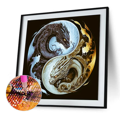 Circle Double Dragon - Full Round Drill Diamond Painting 30*30CM