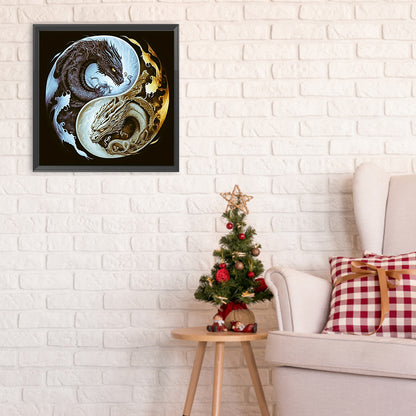 Circle Double Dragon - Full Round Drill Diamond Painting 30*30CM