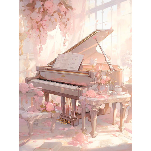 Piano¡¤Pink - Full Round Drill Diamond Painting 30*40CM