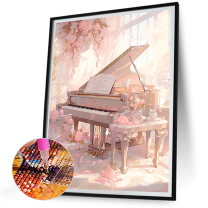 Piano¡¤Pink - Full Round Drill Diamond Painting 30*40CM