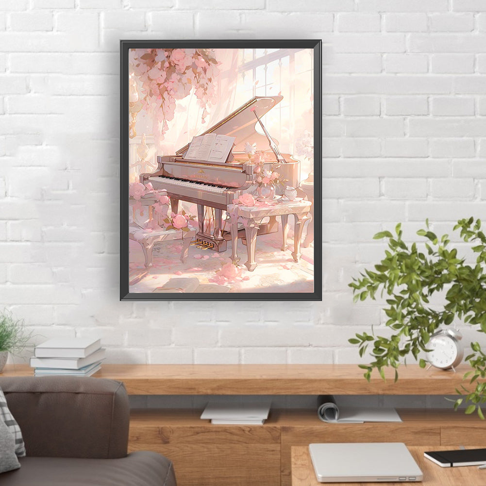 Piano¡¤Pink - Full Round Drill Diamond Painting 30*40CM