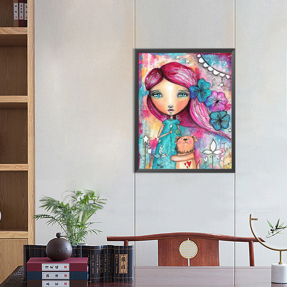 Abstract Girl - Full Round Drill Diamond Painting 40*50CM