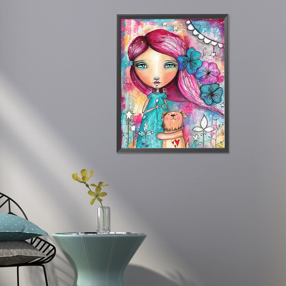 Abstract Girl - Full Round Drill Diamond Painting 40*50CM