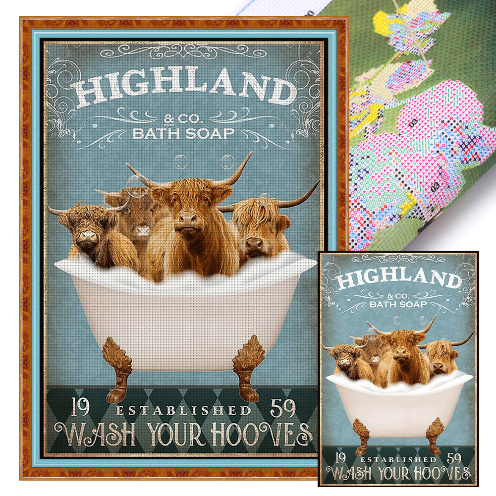 Yak In The Bathtub - 11CT Stamped Cross Stitch 40*60CM