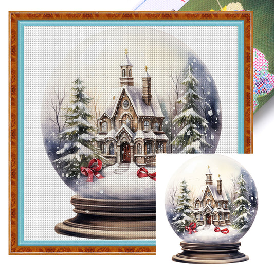 Igloo Crystal Ball - 18CT Stamped Cross Stitch 20*20CM