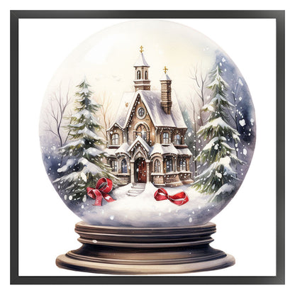 Igloo Crystal Ball - 18CT Stamped Cross Stitch 20*20CM