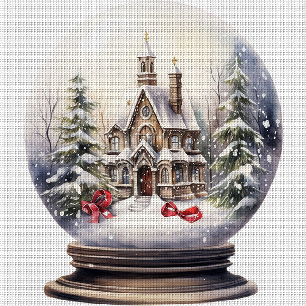 Igloo Crystal Ball - 18CT Stamped Cross Stitch 20*20CM