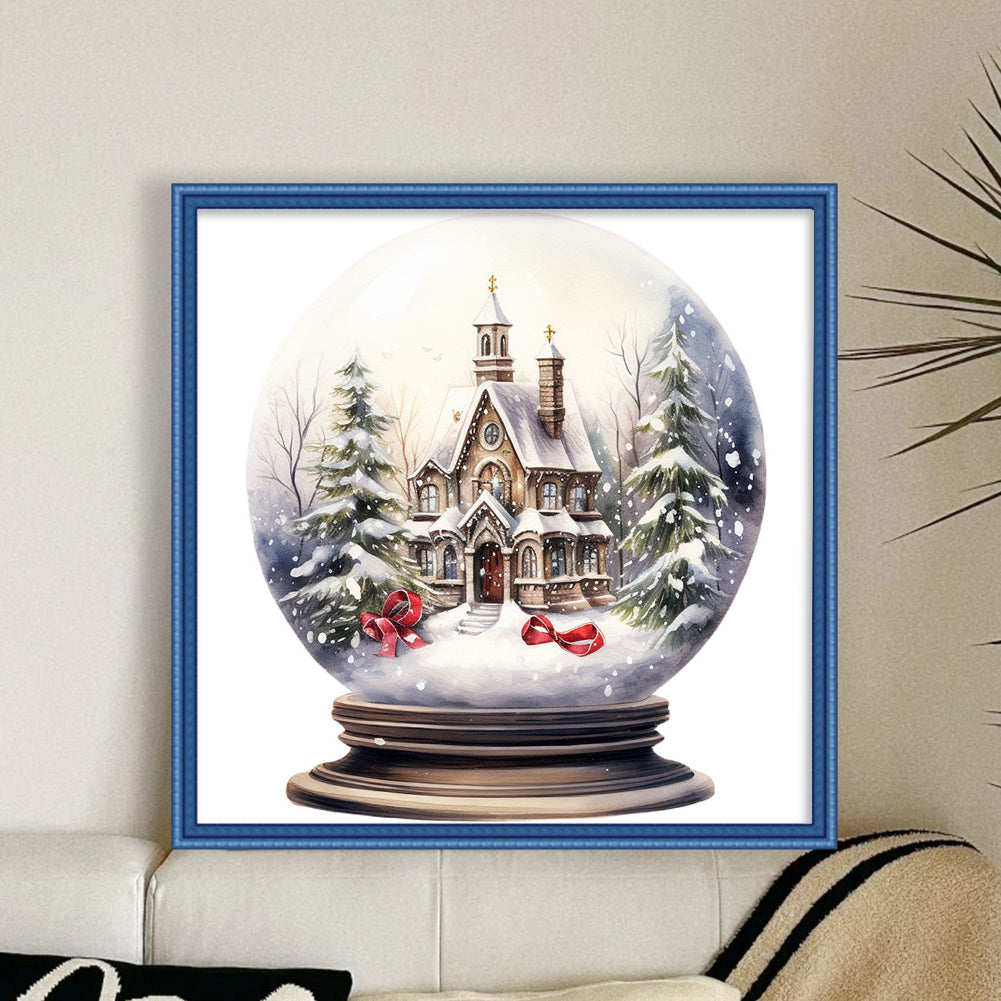 Igloo Crystal Ball - 18CT Stamped Cross Stitch 20*20CM