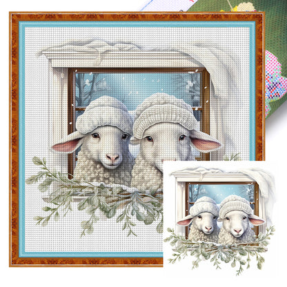 Little Sheep - 18CT Stamped Cross Stitch 30*30CM