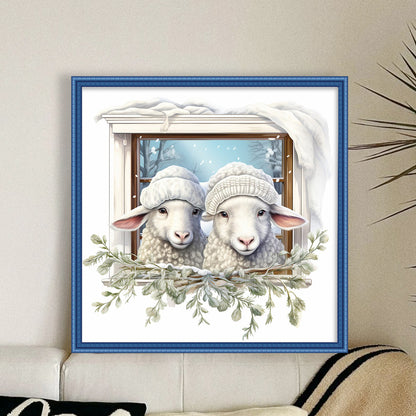 Little Sheep - 18CT Stamped Cross Stitch 30*30CM