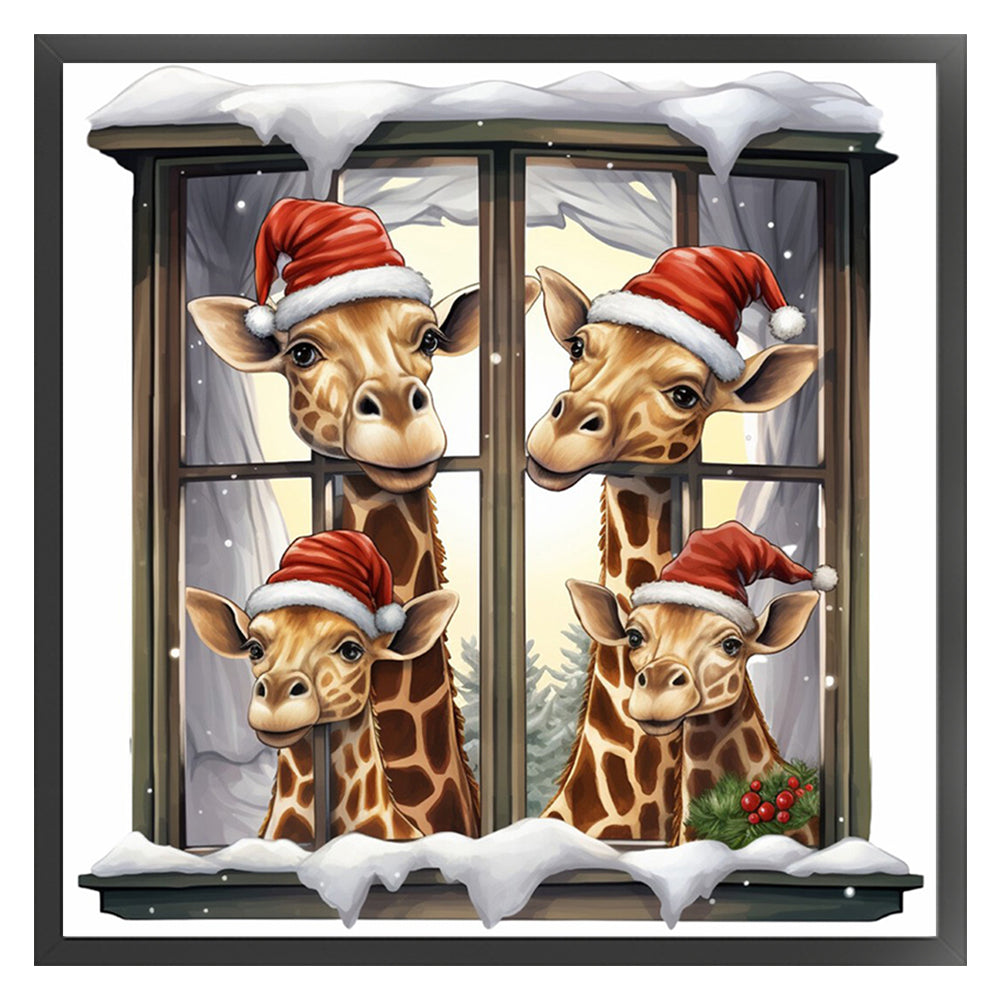 Christmas Giraffe - 18CT Stamped Cross Stitch 30*30CM