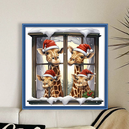 Christmas Giraffe - 18CT Stamped Cross Stitch 30*30CM