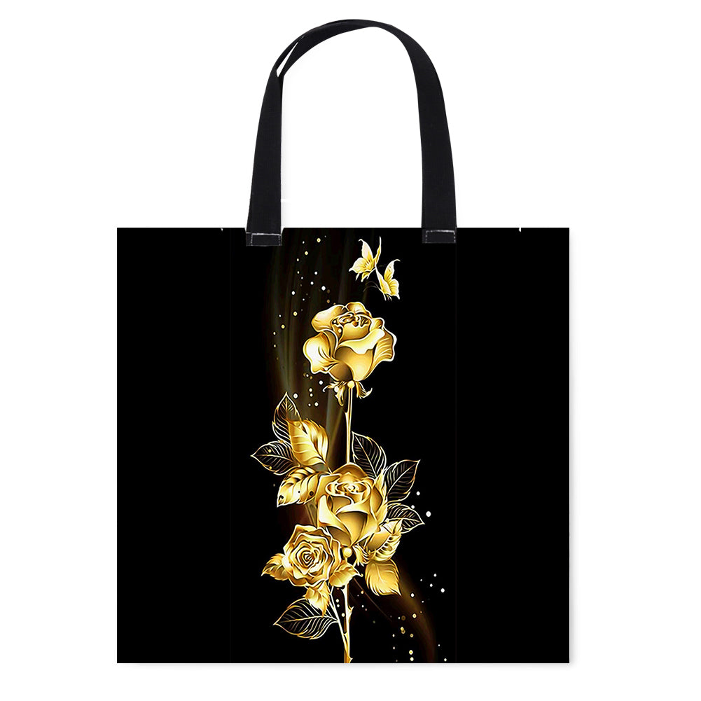 40x40cm Embroidery Kit Golden Rose Cross Stitch Canvas Tote Bag for Beginners