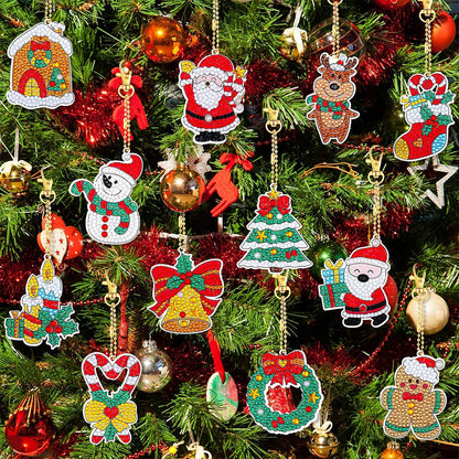 12PCS Christmas Santa Full Drill Keyring for Christmas Home Party Decor (#158)