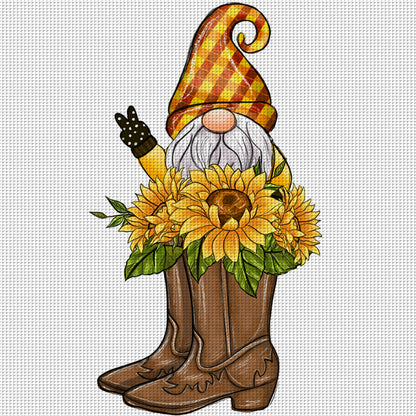 Sunflower Gnome - 11CT Stamped Cross Stitch 40*40CM