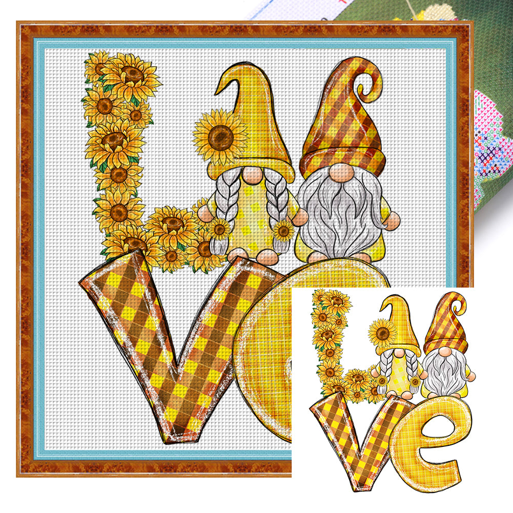 Sunflower Gnome - 11CT Stamped Cross Stitch 40*40CM