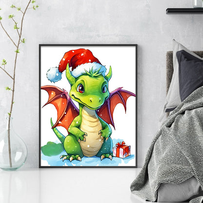 Christmas Cartoon Cute Pterosaur - 18CT Stamped Cross Stitch 20*25CM