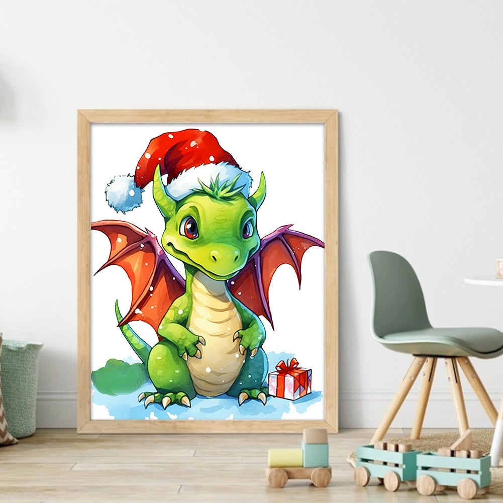 Christmas Cartoon Cute Pterosaur - 18CT Stamped Cross Stitch 20*25CM