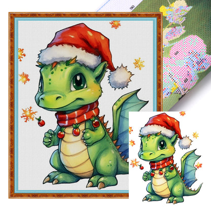 Christmas Cartoon Cute Pterosaur - 18CT Stamped Cross Stitch 20*25CM