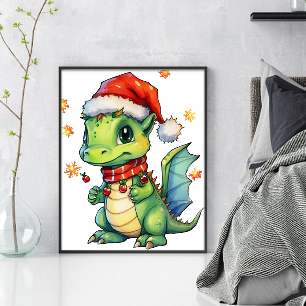 Christmas Cartoon Cute Pterosaur - 18CT Stamped Cross Stitch 20*25CM