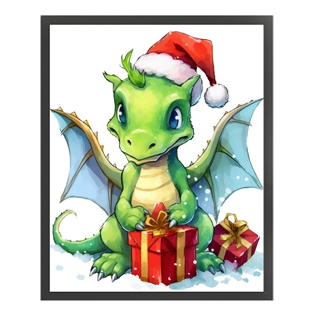 Christmas Cartoon Cute Pterosaur - 18CT Stamped Cross Stitch 20*25CM