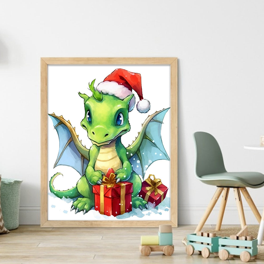 Christmas Cartoon Cute Pterosaur - 18CT Stamped Cross Stitch 20*25CM