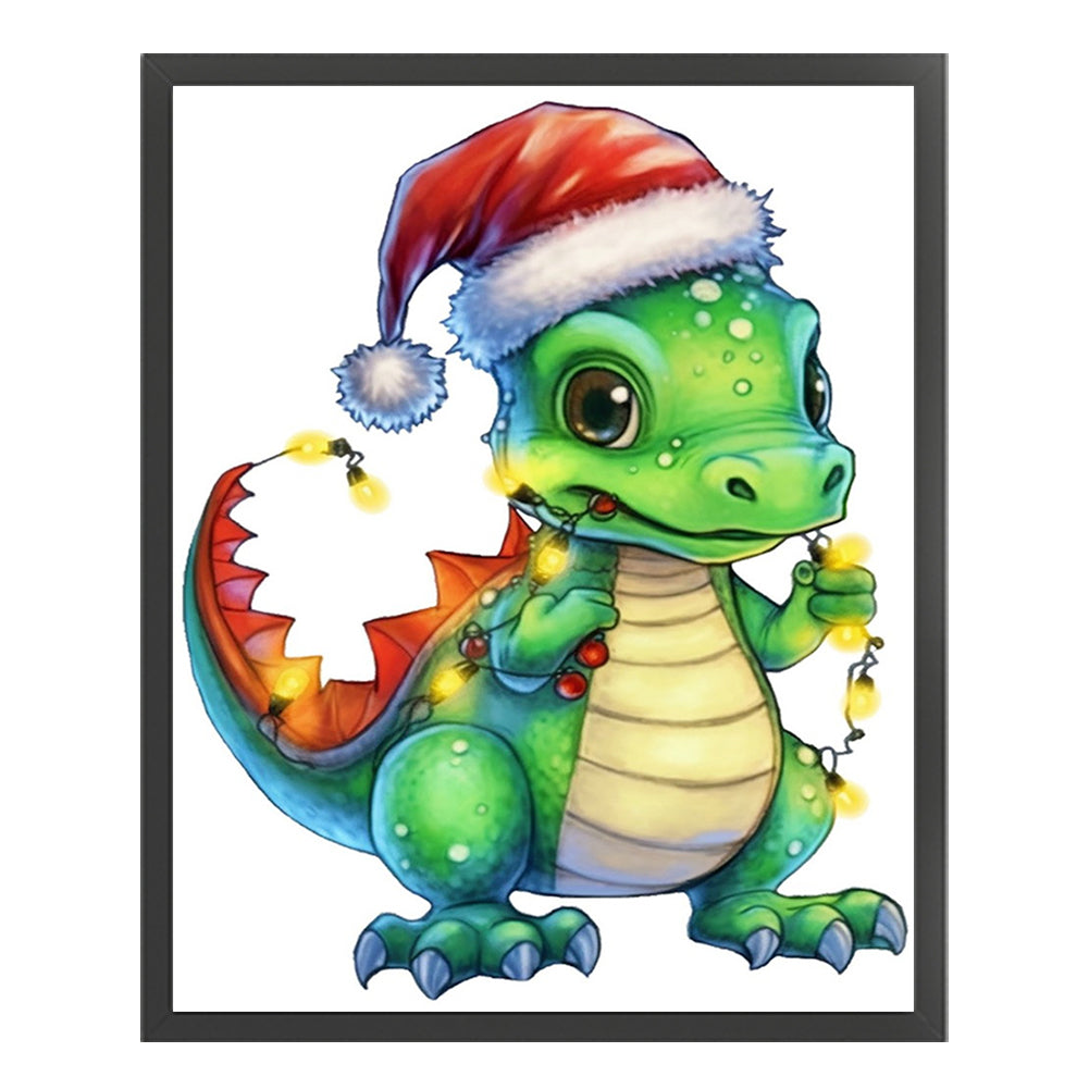 Christmas Cartoon Cute Pterosaur - 18CT Stamped Cross Stitch 20*25CM