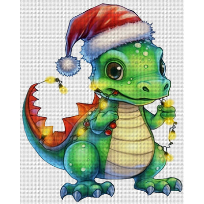 Christmas Cartoon Cute Pterosaur - 18CT Stamped Cross Stitch 20*25CM