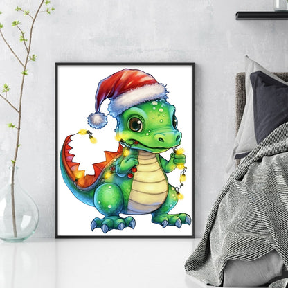 Christmas Cartoon Cute Pterosaur - 18CT Stamped Cross Stitch 20*25CM