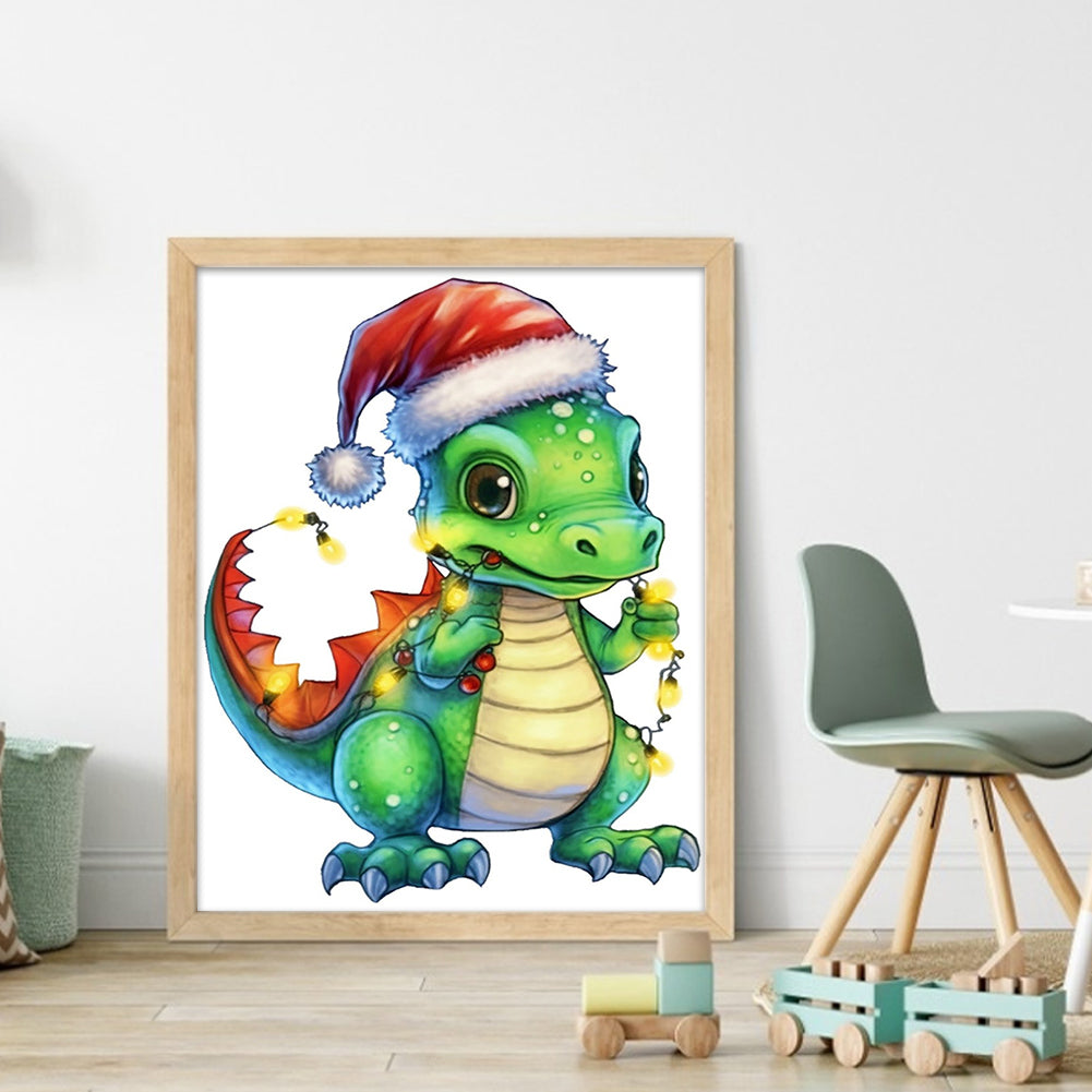 Christmas Cartoon Cute Pterosaur - 18CT Stamped Cross Stitch 20*25CM