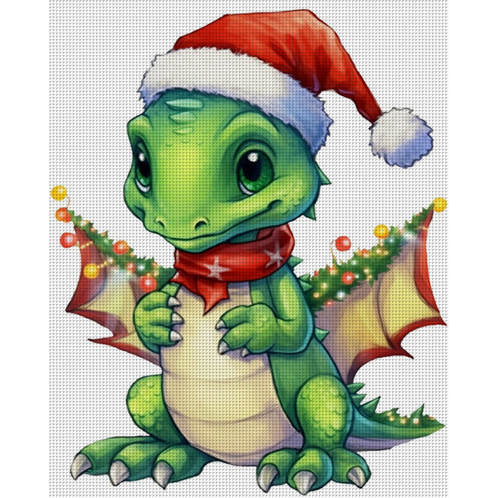 Christmas Cartoon Cute Pterosaur - 18CT Stamped Cross Stitch 20*25CM